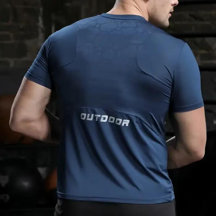 Hommes course Compression T-shirt coupe sèche à manches courtes Sport t-shirts mâle gymnase Fitness