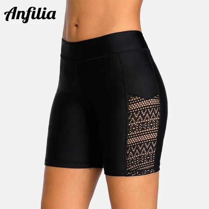 Maillot de bain taille haute Anfilia pour femmes - Dentelle ajourée et short de bain