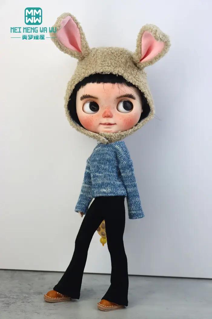Vêtements de poupée Blyth, 1 pièce, oreilles de lapin, chapeau en peluche multicolore pour Blyth, Az