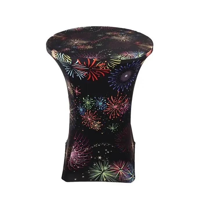 Couverture de support de cocktail à impression numérique ronde, grille de table commandée en spandex