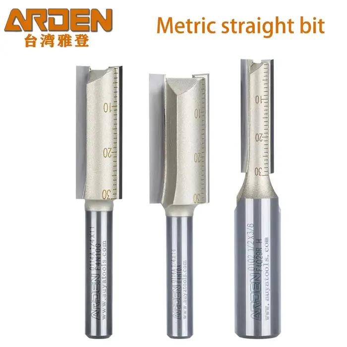 ARDEN – mèche de routeur droite métrique à 2 cannelures, tige de 1/4 1/2 pouces, diamètre de coupe d