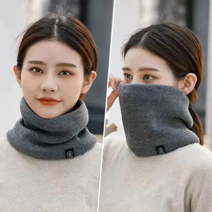 Mode femmes tricoté écharpe solide cachemire comme hiver Snood foulards dame chaud épais unisexe hom