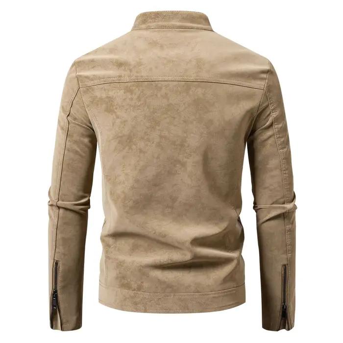 Blouson moto vintage slim fit pour homme, décontracté, à manches longues, coupe ajustée, pour l'auto