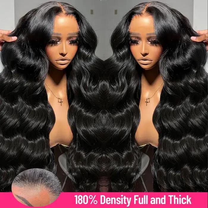 Perruque Lace Front Wig Body Wave naturelle sans colle, cheveux humains, pre-plucked MeltSkins, 6x4,