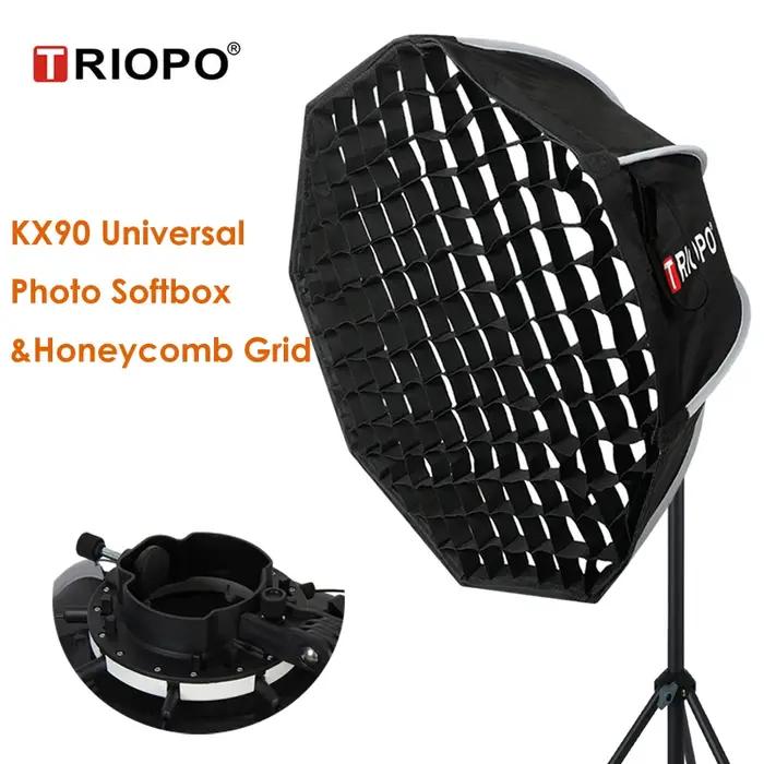 Triopo 90 cm universel extérieur parapluie octogonal Softbox avec grille en nid d'abeille Speedlite