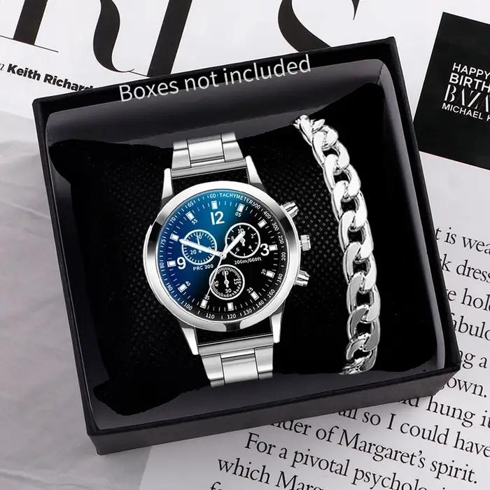1/2 pièces montres d'affaires pour hommes montre à Quartz avec Bracelet en acier pour hommes de mode avec Bracelet (boîte non incluse)