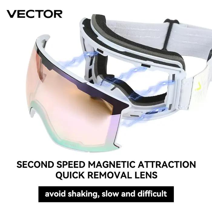 VECTOR Ski – lunettes de neige pour homme et femme, Double couche, Anti-buée, idéales pour le Snowbo