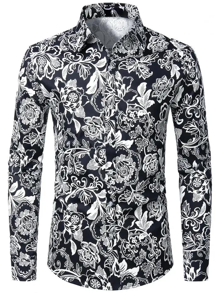 Chemise florale rétro des années 70 pour hommes et femmes, mode luxe, chemises à manches longues, bo