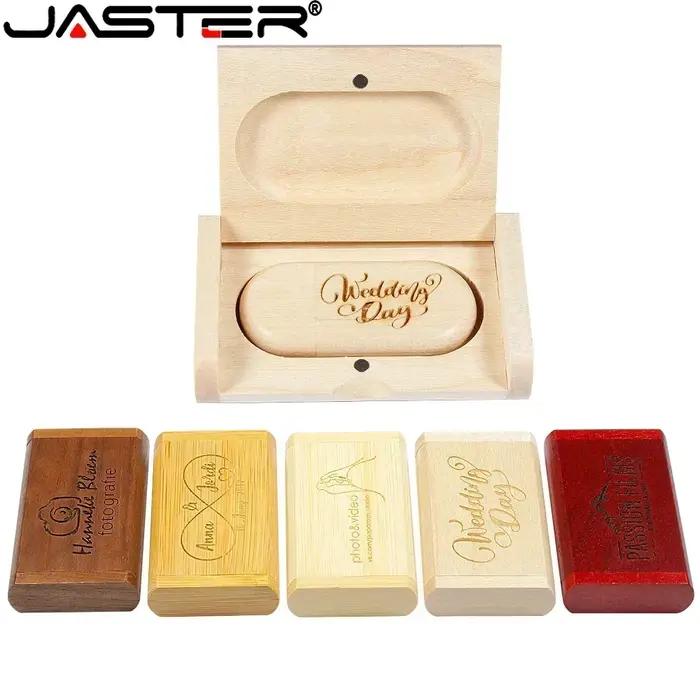 JASTER – Lot de 10 clés USB 2.0 en bois, 128 Go, logo personnalisé offert, cadeau d'affaires, clé US