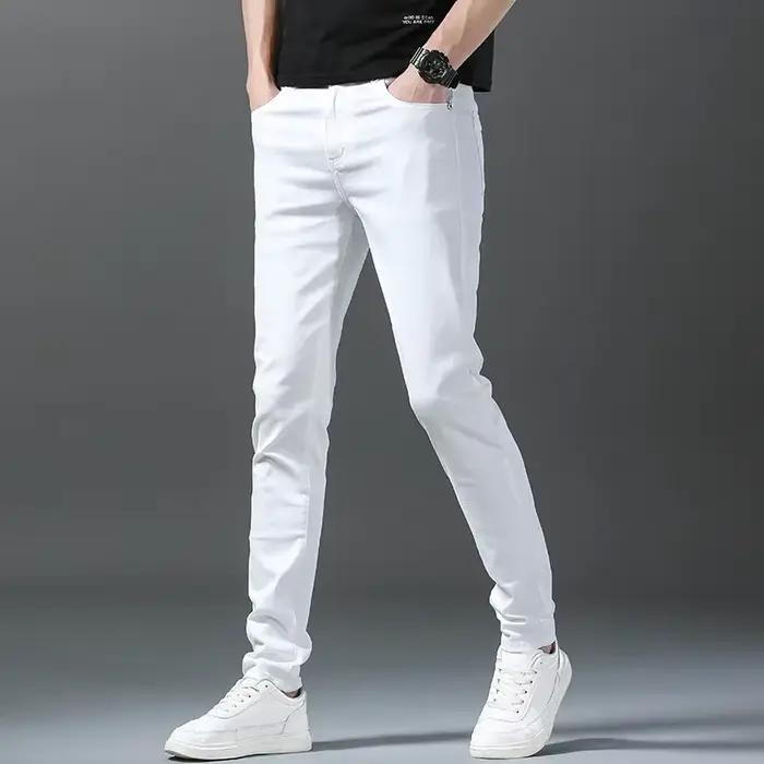 2025 printemps été nouveau 98% coton hommes Slim jean droit décontracté mode crayon pantalon haute q