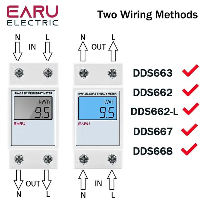 Compteur d'énergie numérique LCD monophasé, réinitialisation de la tension zéro kWh, compteur de con
