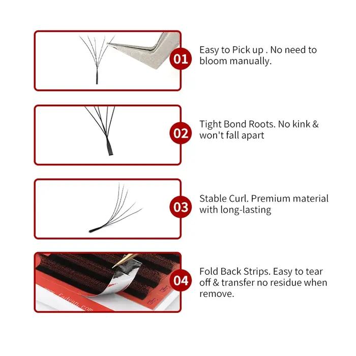 FADVAN YY/3D/4D/5D/6D W forme cils M/C/D Curl préfabriqués Volume Fans Faux vison cils Volume brésil
