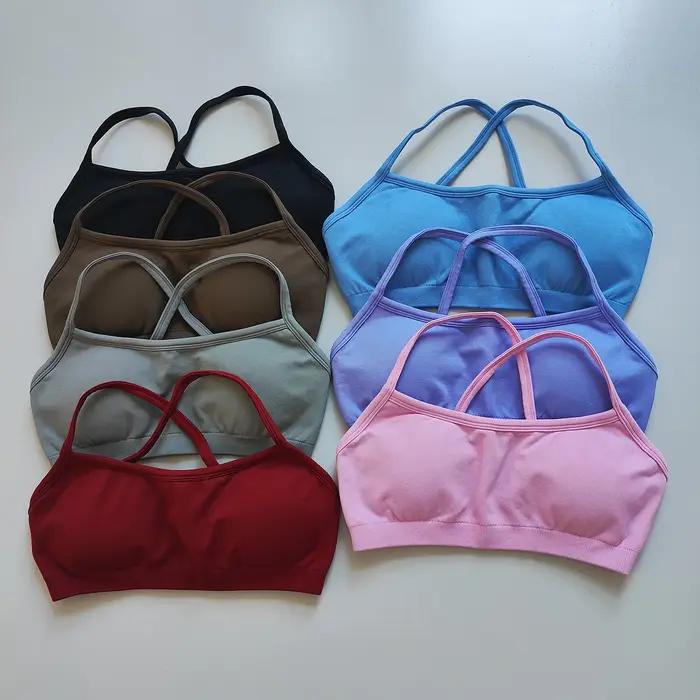 Sans couture femmes Fitness Yoga soutiens-gorge course dos sport soutiens-gorge haut en Nylon soutie