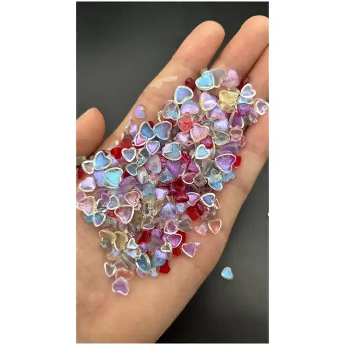 50 pièces accessoires résine Kawaii Nail Art breloques dessin animé coeur décorations d'ongles taill