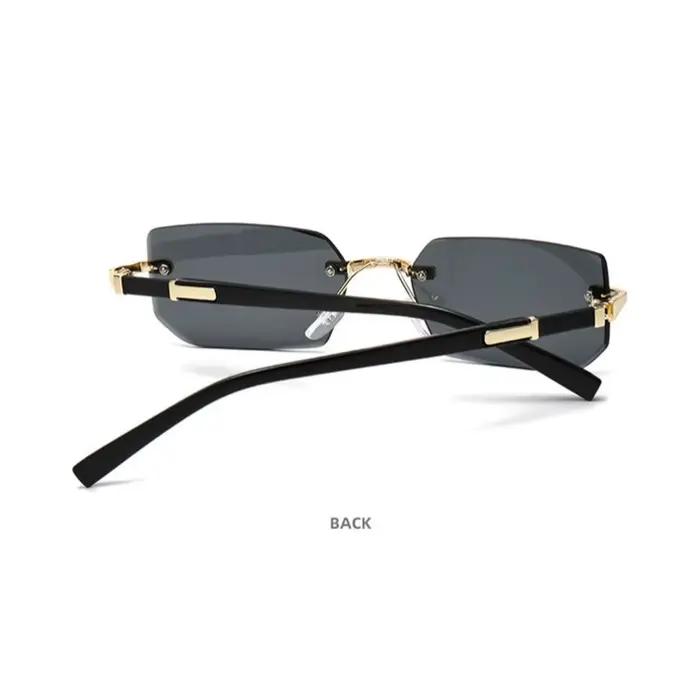 Lunettes de soleil rectangulaires sans monture avec bord coupé, lunettes sans cadre, lunettes de sol