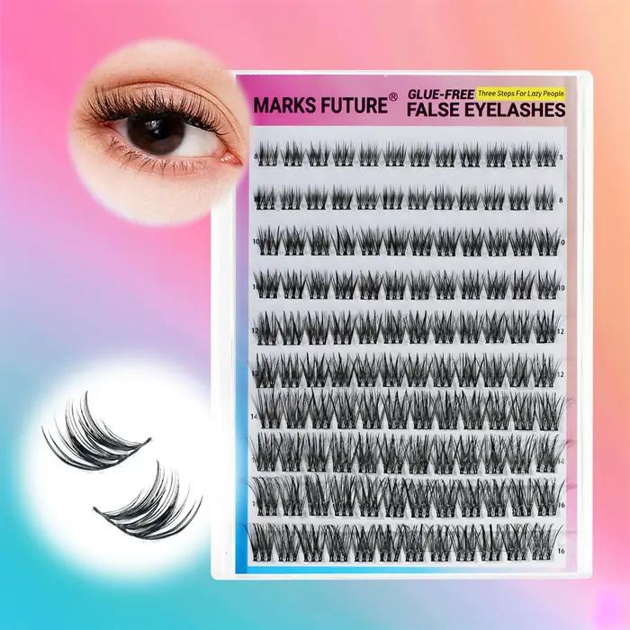 Cils auto-adhésifs, 120 pièces de grappes de cils auto-adhésives, boucles D naturelles mixtes de 8 à