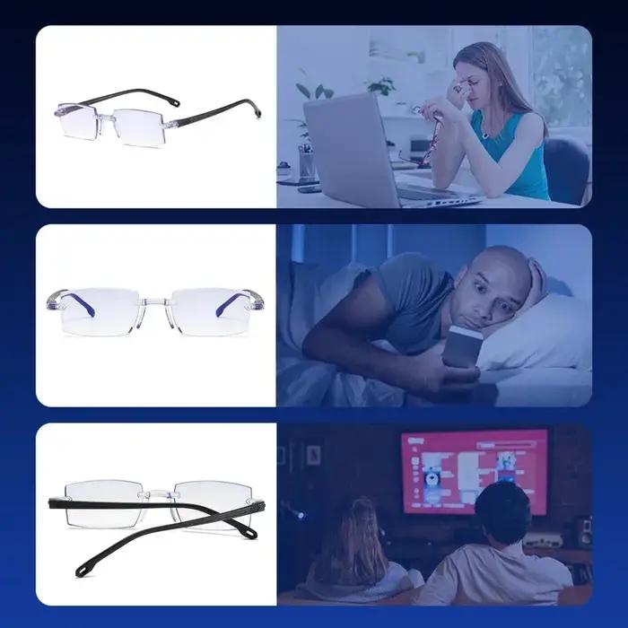 Lunettes de lecture 0 -1.0 à-4.0 myopie Glasse sans monture Anti lumière bleue hommes myopie lunette