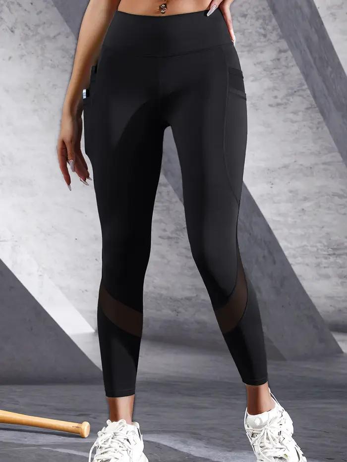 Pantalon yoga femmes double poche leggings taille haute extensible fitness