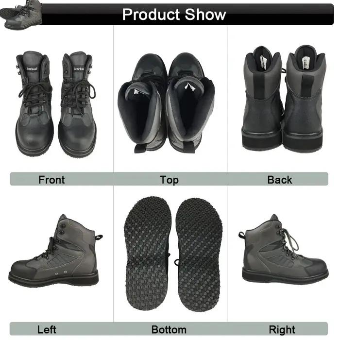 JEERKOOL Chaussures de pêche avec pantalon, Waders de pêche, Baskets aquatiques à semelle en caoutch