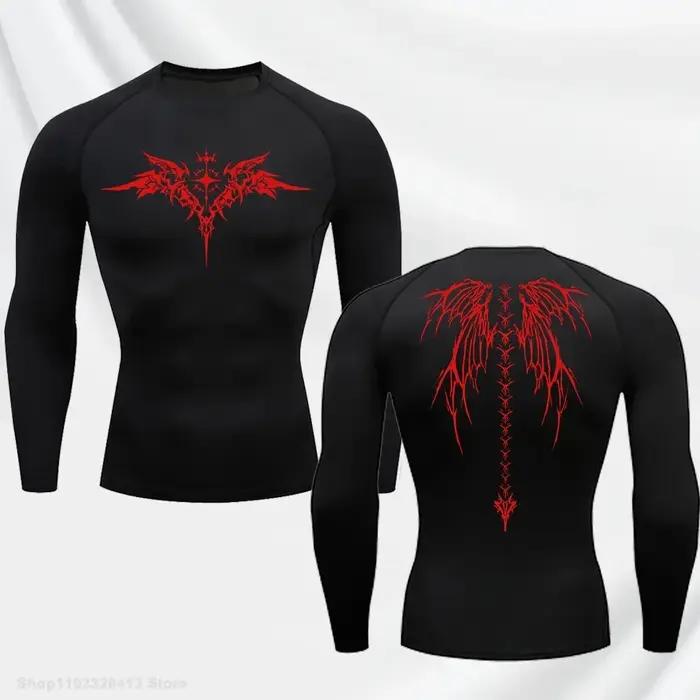 T-shirt de compression décontracté à imprimé anime pour homme, séchage rapide, vêtement de sport fit