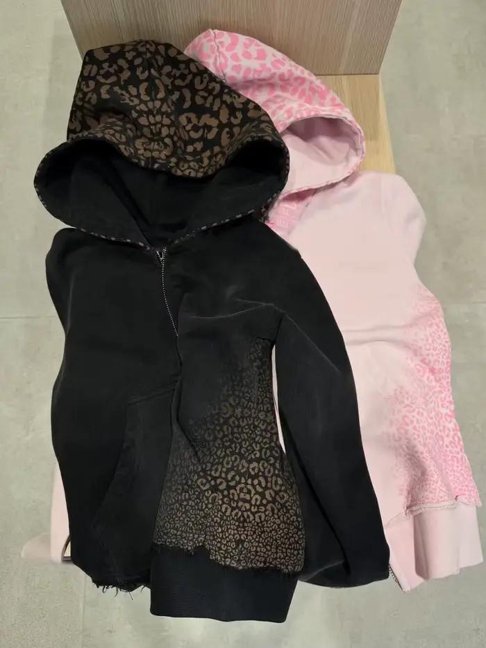 Ensemble deux pièces Y2K imprimé léopard en maille pour femme – Tenue décontractée de sport, yoga, s