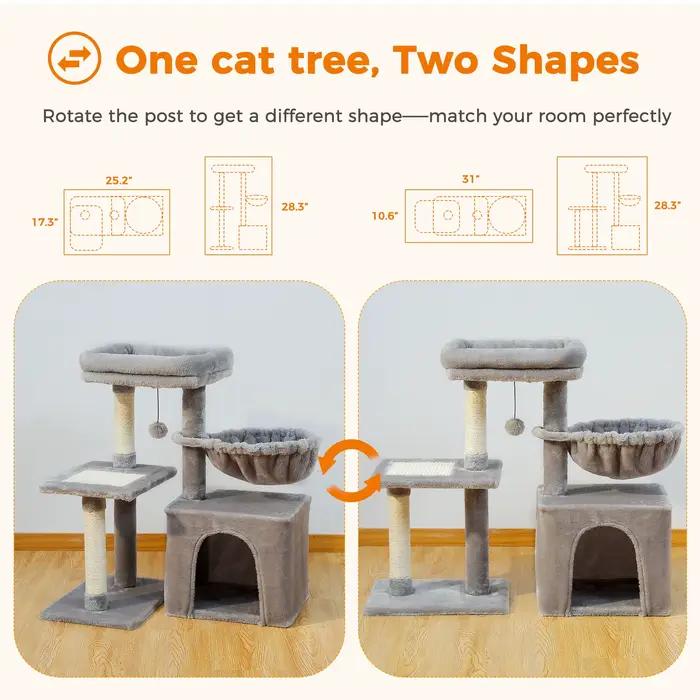 Arbre à chat Tour à chat pour chats d'intérieur Arbre d'activité pour chat 2 styles avec postes à gr