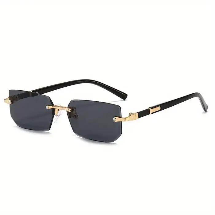 Lunettes de soleil rectangulaires sans monture pour hommes et femmes, nuances populaires, petites lu