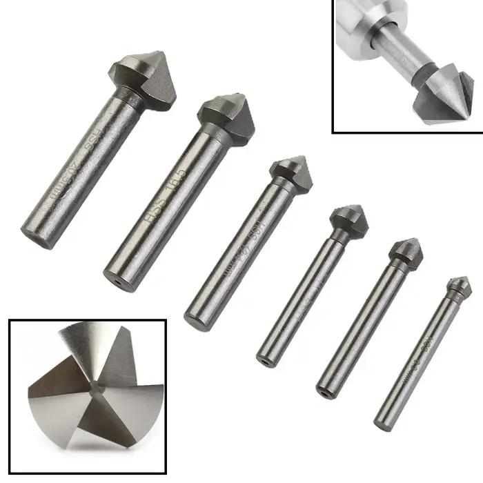 Foret fraise à chanfreiner à 3 cannelures 90 degrés, outil de chanfreinage 6,3-20,5 mm pour le bois