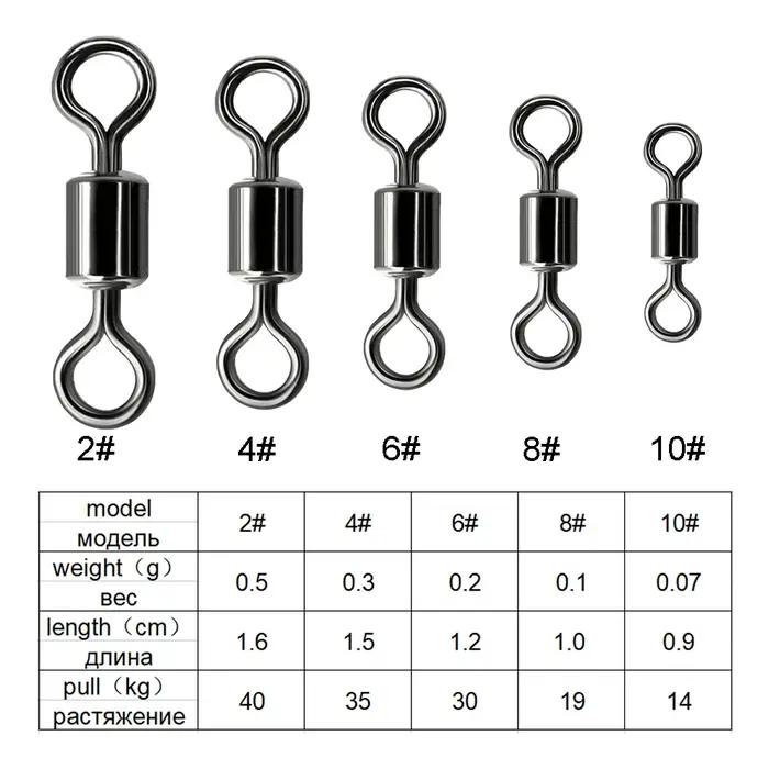 Connecteur de pêche pivotant, roulement à billes, pivotant, roulement de perles en acier inoxydable,