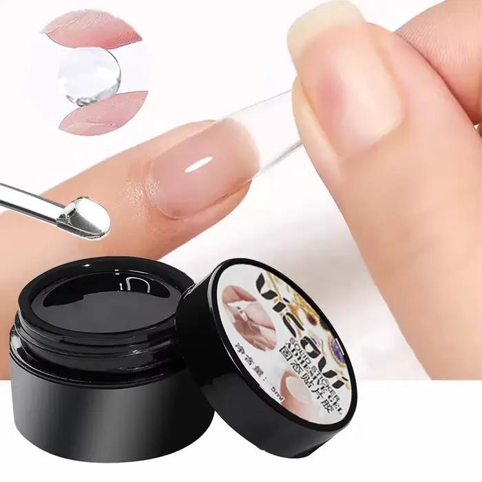 Colle Gel solide pour faux ongles, 1 pot, faux pointes en acrylique transparent, presse sur Poly con