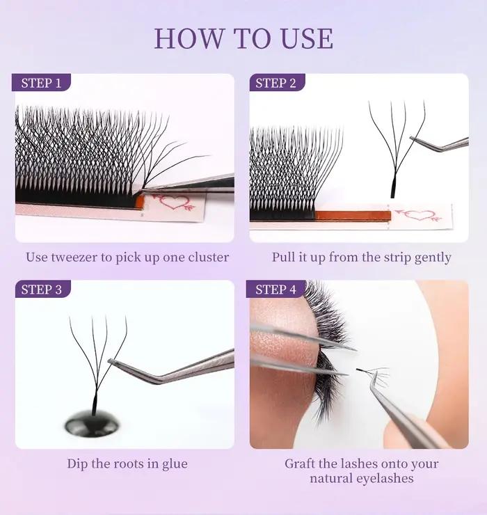 AGUUD marron W en forme de cils 4D 5D 3D fée trèfle cils préfabriqués Bloom Fans Volume Extensions d