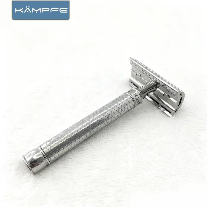 Rasoir de sécurité KAMPFE en acier inoxydable CNC, rasage lisse, outil manuel à double tranchant pou