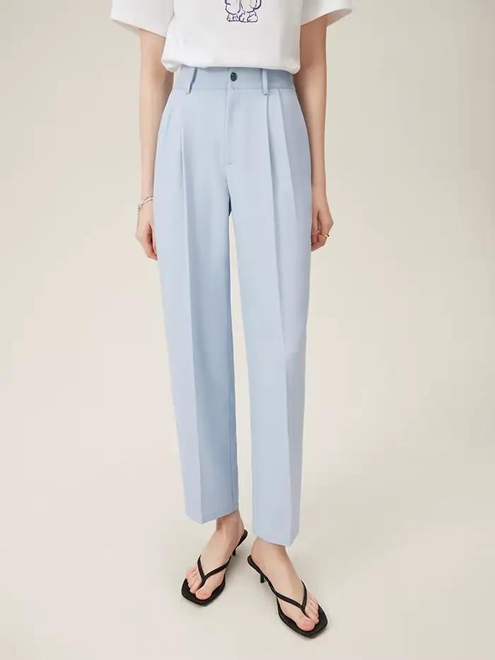 FSLE-Pantalon d'été taille haute pour femme, coupe courte, style décontracté, amincissant, fuselé, b