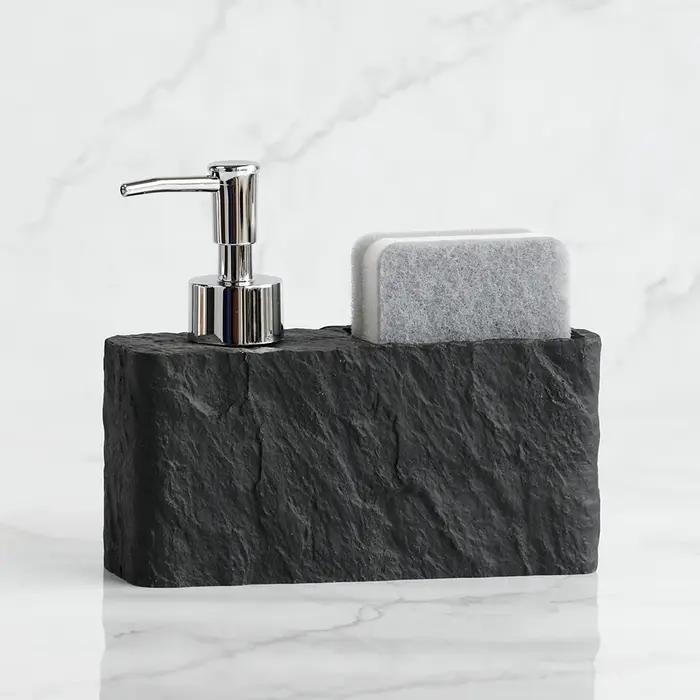 Distributeur de savon avec éponge pour évier de cuisine et salle de bain, distributeur de savon liqu