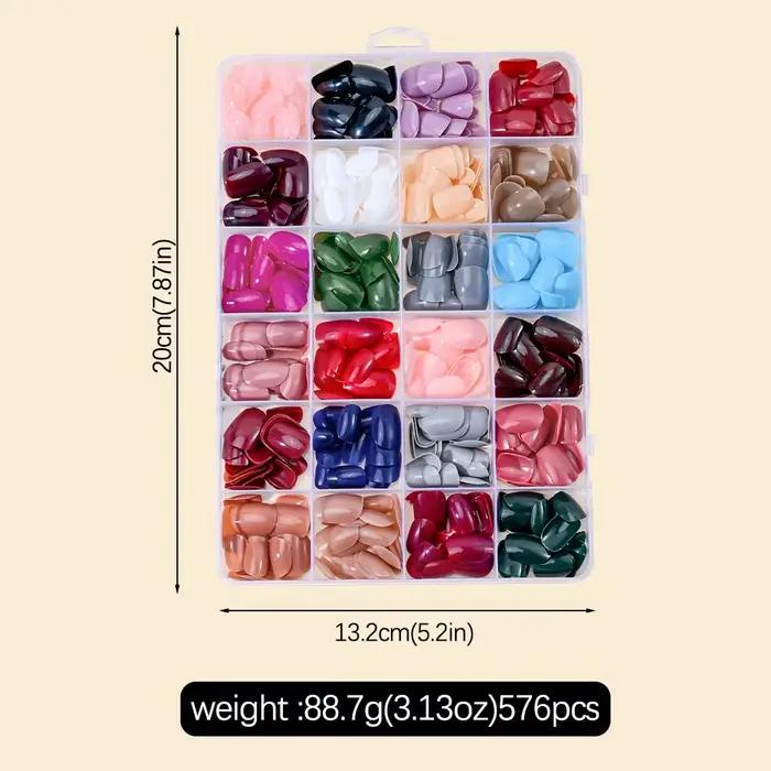 576 pièces/boîte faux ongles colorés noir rouge Design faux ongles ovale court carré presse sur faux