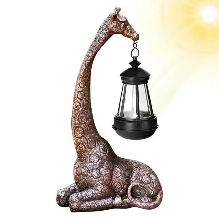 Statue de jardin en forme de girafe, lumière solaire mignonne, Figurine d'animal, lanterne, Sculptur