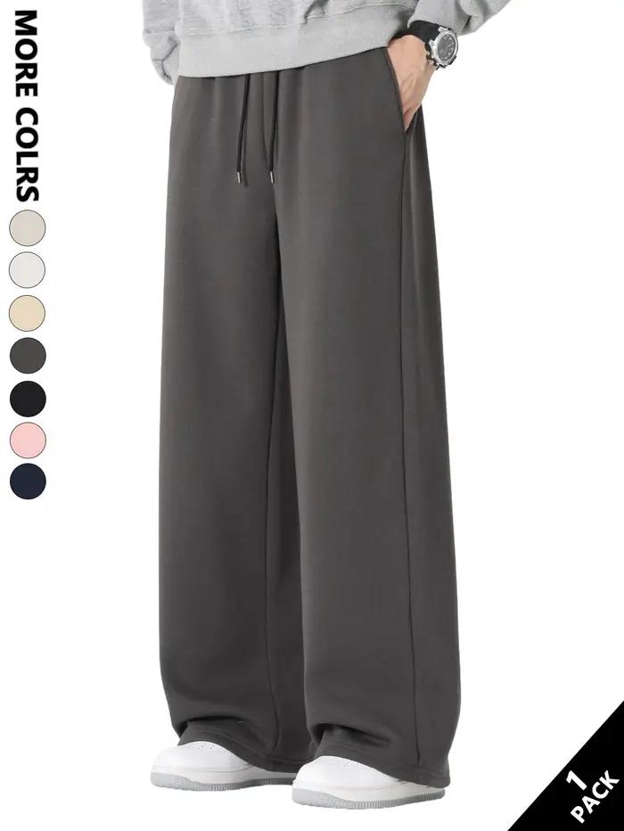 Pantalons décontractés de couleur unie pour hommes, confortables et respirants, jambe droite pour un