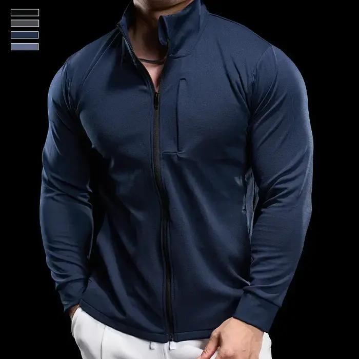Veste de sport homme à fermeture éclair - Sweat-shirt fitness séchage rapide veste jogging course décontractée