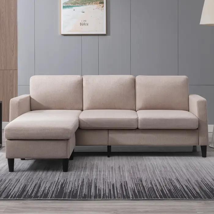 HORGgland-Canapé en tissu de lin O78, canapé sectionnel avec rangement, en forme de Script libre, mo