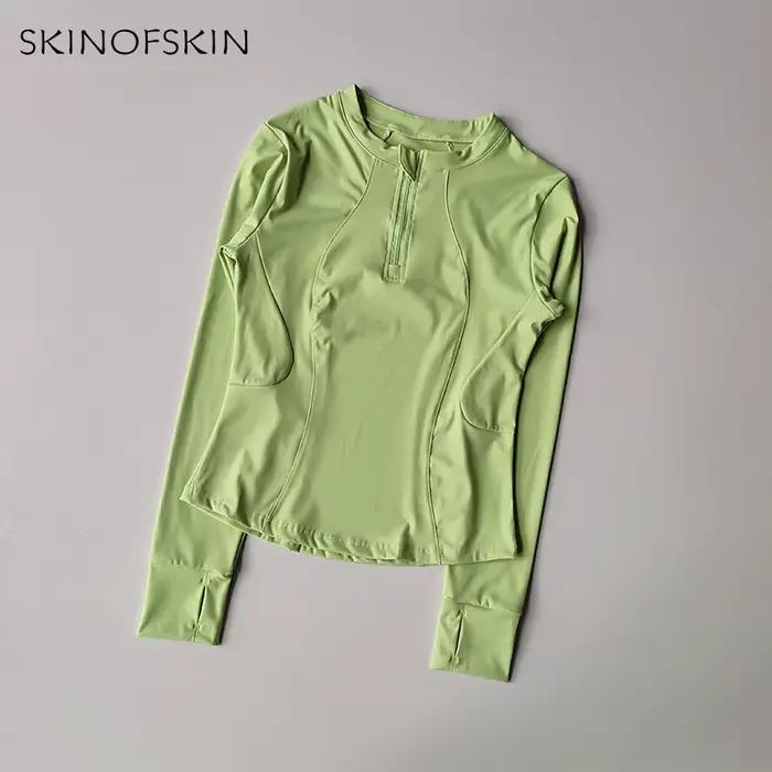 Haut de fitness pour femmes avec fermeture éclair - T-shirt sport amincissant à séchage rapide