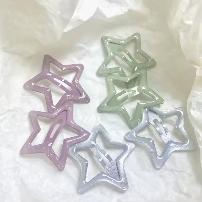 Pinces à cheveux tendance étoile colorée BB, brillantes et mignonnes, accessoires pour cheveux Y2k,