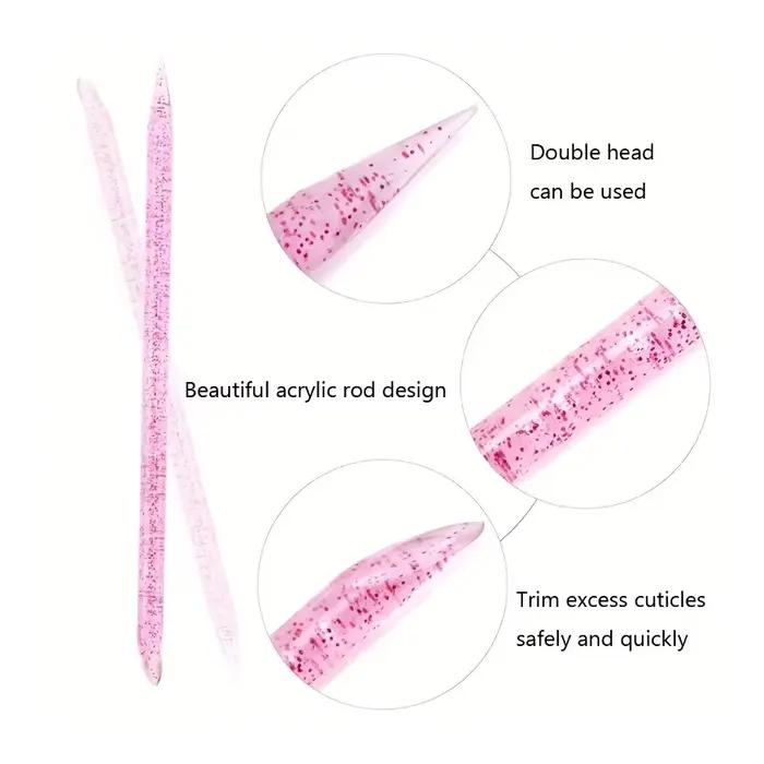 10/50/100 pièces bâton de cristal réutilisable Double extrémité Nail Art poussoir à cuticules outil