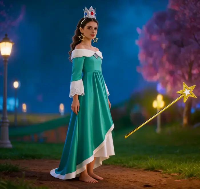 Nouvelle robe Rosalina bleue pour filles, costume d'halloween, robe de princesse pour jeu de rôle, v