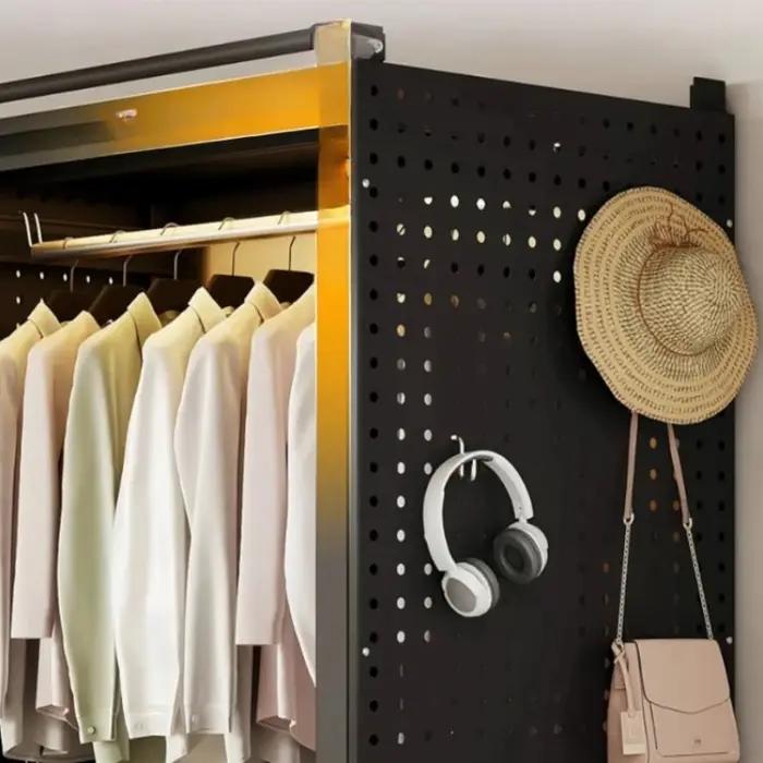Porte-vêtements de luxe noir pour femmes style nordique vintage pour balcon buanderie salon chambre d'enfants meuble de couloir élégant et pratique