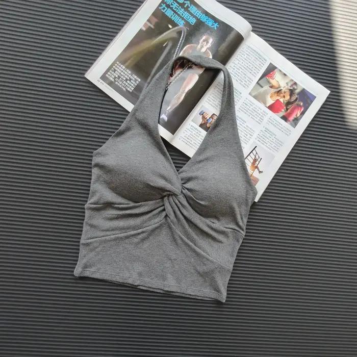 Soutien-gorge de yoga sexy dos nu à col halter, séchage rapide, sensation seconde peau, rembourré, b
