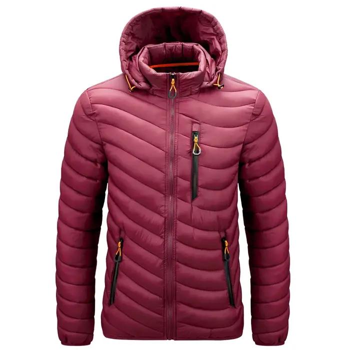 Veste d'extérieur légère pour hommes, à capuche, isolée, thermique, bouffante, chauffée, pour course