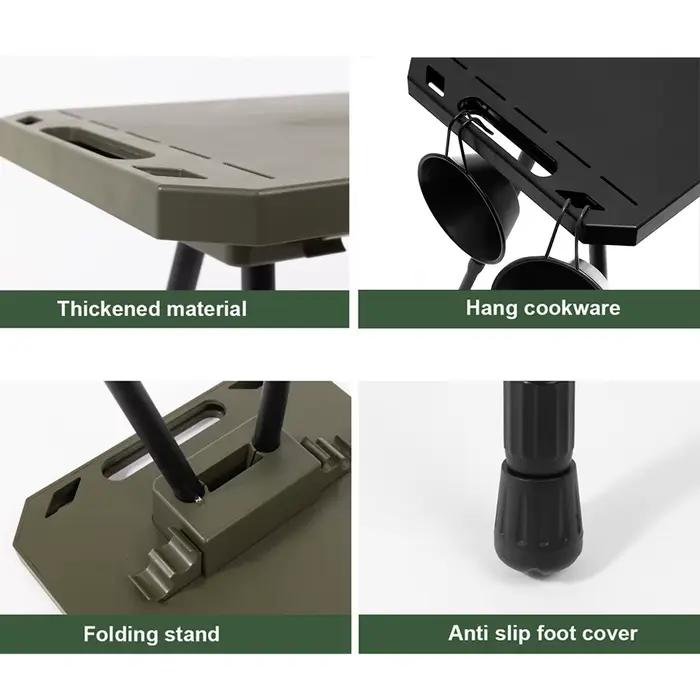 Table pliante pour Camping, hauteur réglable, Portable, légère, avec sac de transport, ustensiles de