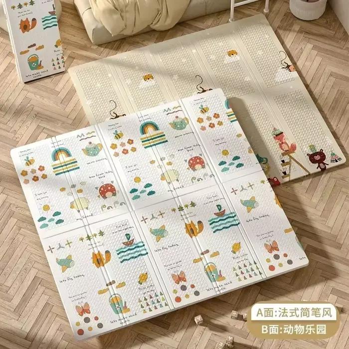 Nouveau bébé pliant ramper activité tapis enfants dessin animé imperméable ramper jeu tapis Double f