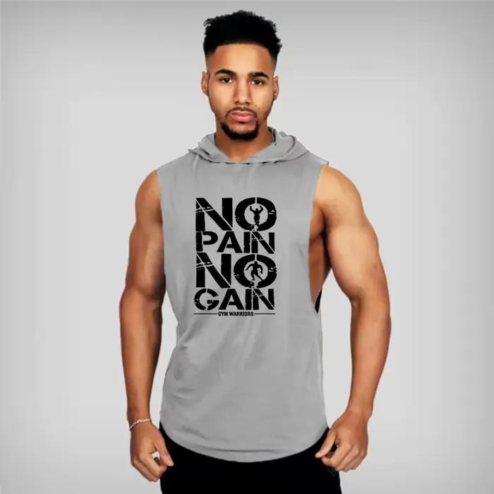 Hommes musculation sans manches chemises à capuche été respirant lâche coton Hip Hop débardeurs gymn