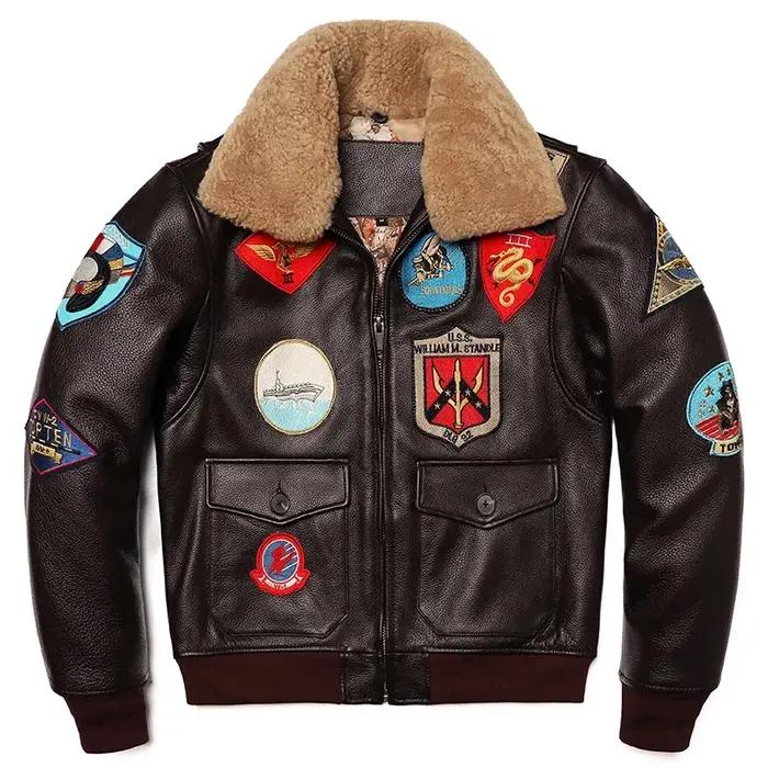 Vêtements militaires G1 veste de vol épaississement matelassé 100 % vestes en cuir de vachette homme